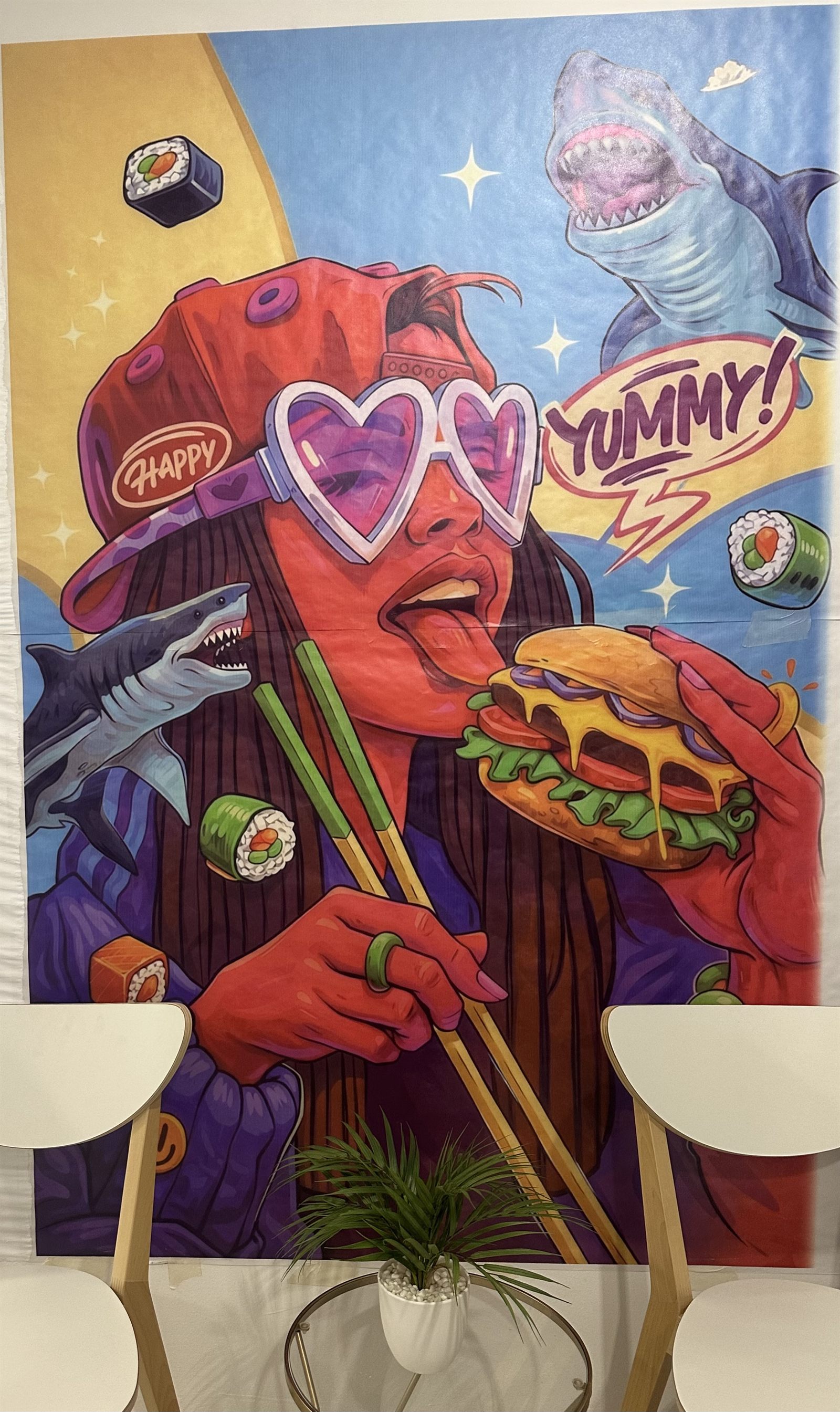 Mural colorido personalizado para un restaurante